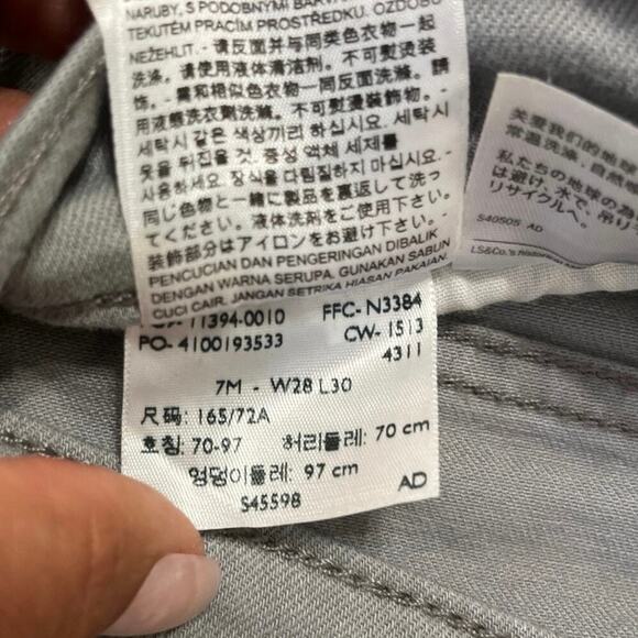 Levi's 524 Too Superlow Skinny Gray Jeans Stud Front Pockets 28x30 Biker Grunge - Picture 6 of 13